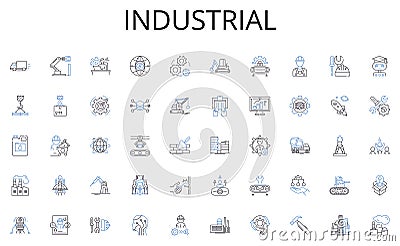 Industrial line icons collection. Experimentation, Subsampling, Quantification, Analysis, Selection, Collection Vector Illustration