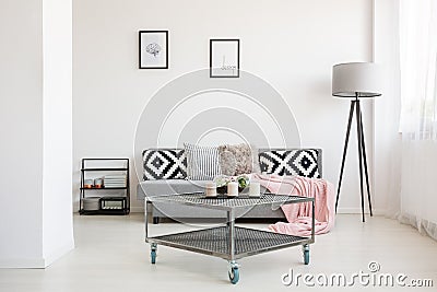 Industrial living room with table Stock Photo