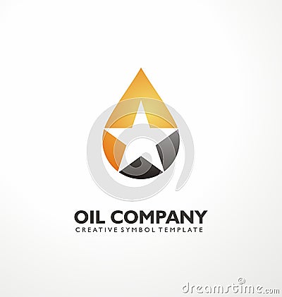 Industrial logo design idea with oil drop Vector Illustration