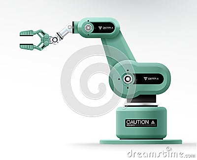 Industrial machine robotic hand arm machinery factory Vector Illustration
