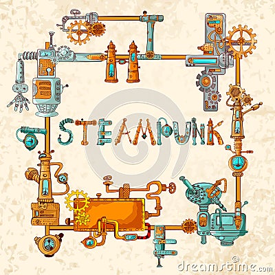 Industrial Machines Frame Vector Illustration