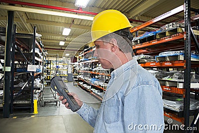 Industrial Manufacturing Inventory Warehouse Worker Stock Photo