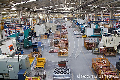 Industrial Manufacturing Shop Floor in a Factory Stock Photo