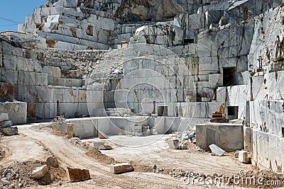 Industrial marble quarry site on Carrara, Tuscany, Stock Photo