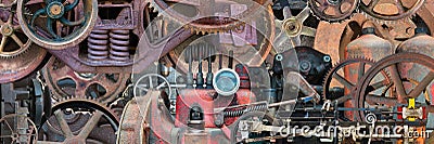 Industrial Mechanical Machine Parts Banner Stock Photo