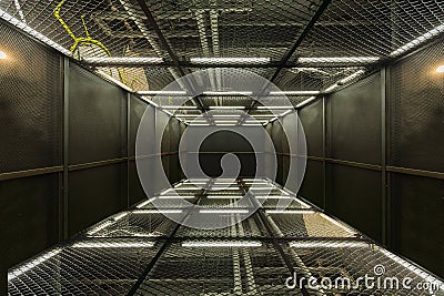 Industrial metal mesh room Stock Photo