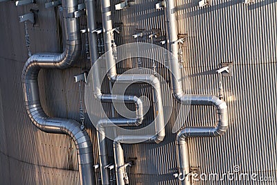 Industrial metal silver pipes Stock Photo