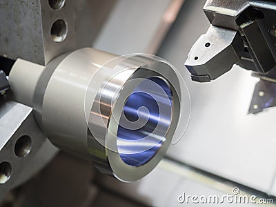 Industrial metal work machining process on CNC l Stock Photo