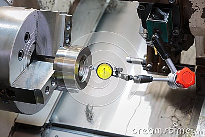 Industrial metal work machining process by cutting tool on CNC l Stock Photo