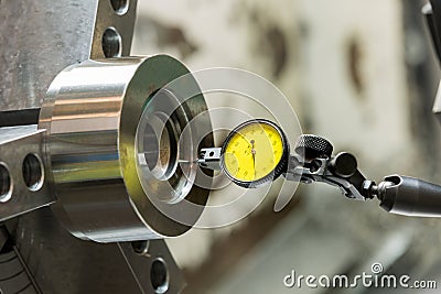 Industrial metal work machining process by cutting tool on CNC l Stock Photo