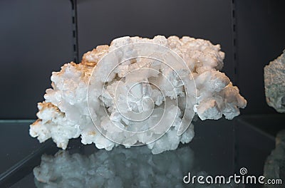 Sample raw of Calcite crystal drusy habit rock in the museum. Stock Photo