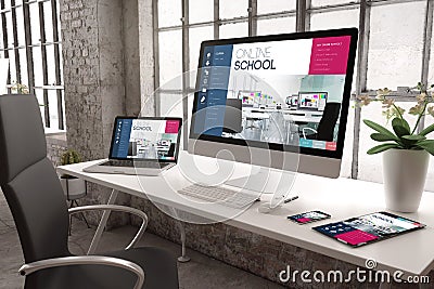 industrial office mockup responsive website online school Stock Photo