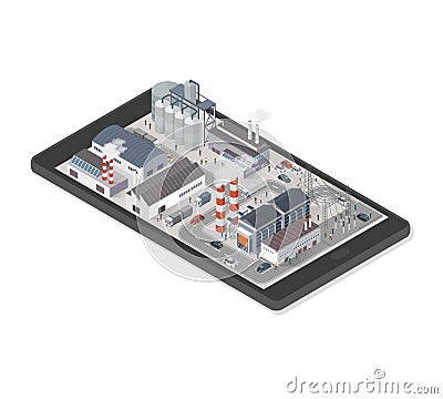 Industrial park on a smartphone Vector Illustration