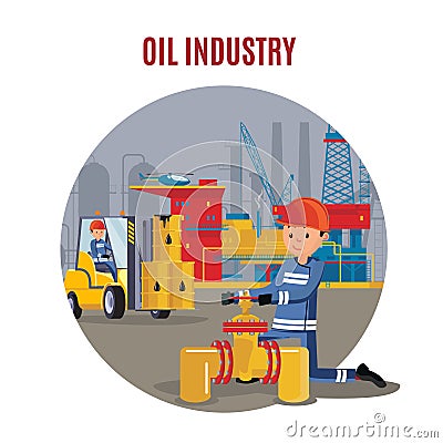 Industrial Petrochemical Factory Template Vector Illustration