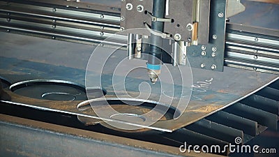 Industrial plasma machine cutting of metal plate. Clip. Cutting metal plates gas cutting. Steel plate cutting by gas Stock Photo