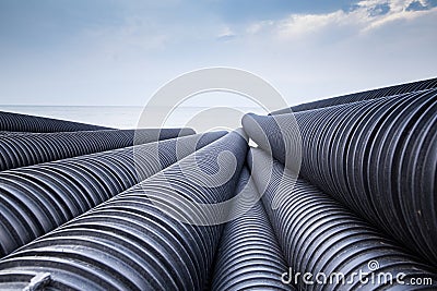 Industrial plastic pipe Stock Photo