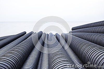 Industrial plastic pipe Stock Photo