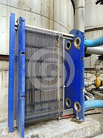 Industrial Plate heat exchanger. Stock Photo
