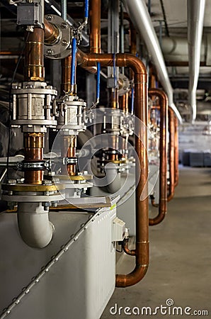 Industrial plumbing inside Stock Photo
