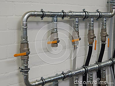 Industrial plumbing pipes Stock Photo