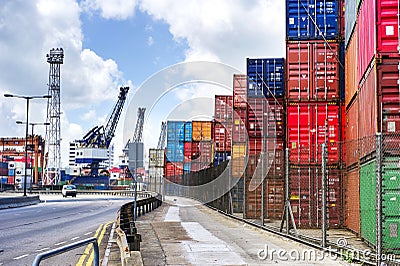 Industrial port with containers in china Editorial Stock Photo