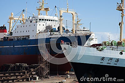 Industrial port in Las Palmas Editorial Stock Photo