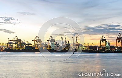 Industrial Port before sunset Editorial Stock Photo