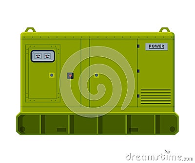 Industrial Power Immovable Generator, Diesel Electrical Engine Equipment Vector Illustration Vector Illustration