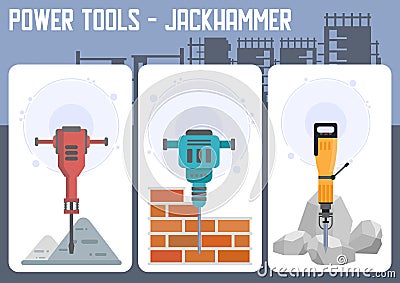 Industrial Power Tools Shop Flat Vector Web Banner Vector Illustration