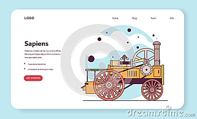Industrial Revolution history web banner or landing page, transition Vector Illustration