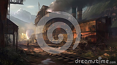 Industrial Revolution Period in China Artwork Stock Photo