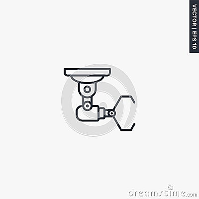 Industrial robot, linear style sign for mobile concept and web design Vector Illustration