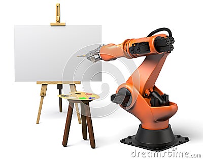 Industrial robot painting Stock Photo