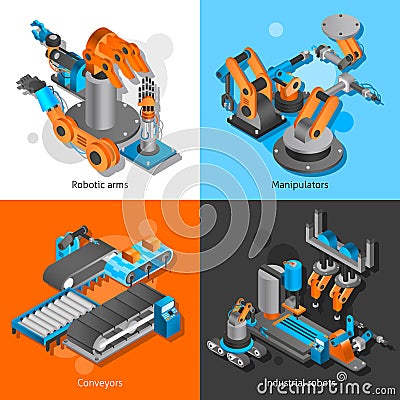 Industrial robot set Vector Illustration