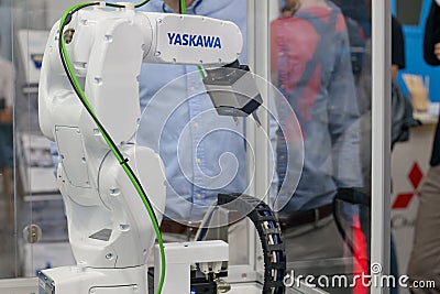 Industrial robot in tech execution, advanced automated machinery. ITM Europe, TECH EXPO Editorial Stock Photo