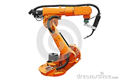 Industrial robotic arm isolated Stock Photo