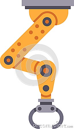 Industrial robotic arm lifting using claw gripper in a modern factory setting, representing automation and advanced Vector Illustration