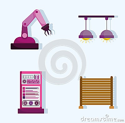 industrial robotic icons Vector Illustration