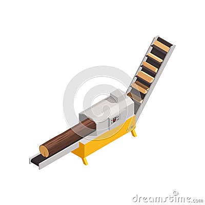 Industrial Sawmill Cutter Composition Vector Illustration