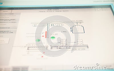 Industrial scheme on the touchscreen Stock Photo