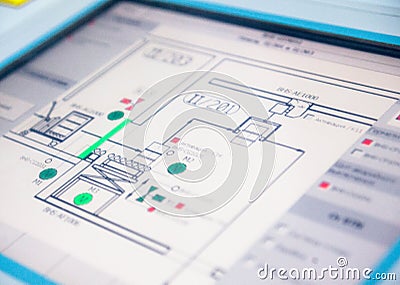 Industrial scheme on the touchscreen Stock Photo