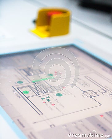 Industrial scheme on the touchscreen Stock Photo