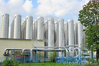 Industrial sewage treatment system for water purification Stock Photo