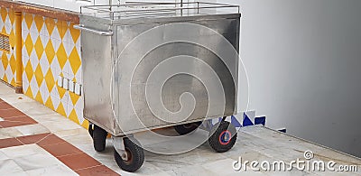 Industrial shiny metal mobile trolley Stock Photo