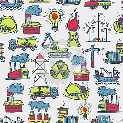 Industrial sketch seamless pattern Vector Illustration