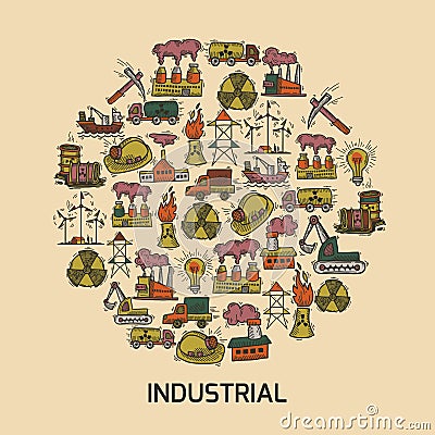 Industrial sketch set Vector Illustration