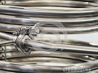 Industrial stainless steel pipe work Editorial Stock Photo