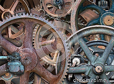 Industrial Steampunk Background, Gears, Wheels Stock Photo