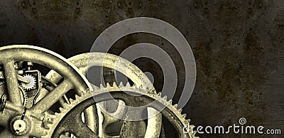 Industrial Steampunk Machine Banner Background Stock Photo