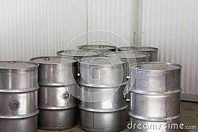 Industrial Steel Drums Stock Photo